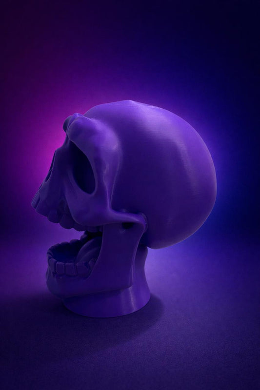 3D Printed Skull Headphone & Controller Holder – Gaming Desk Organizer Stand | Premium Matte Finish | Space Saving Gamer Setup Accessory (Purple)