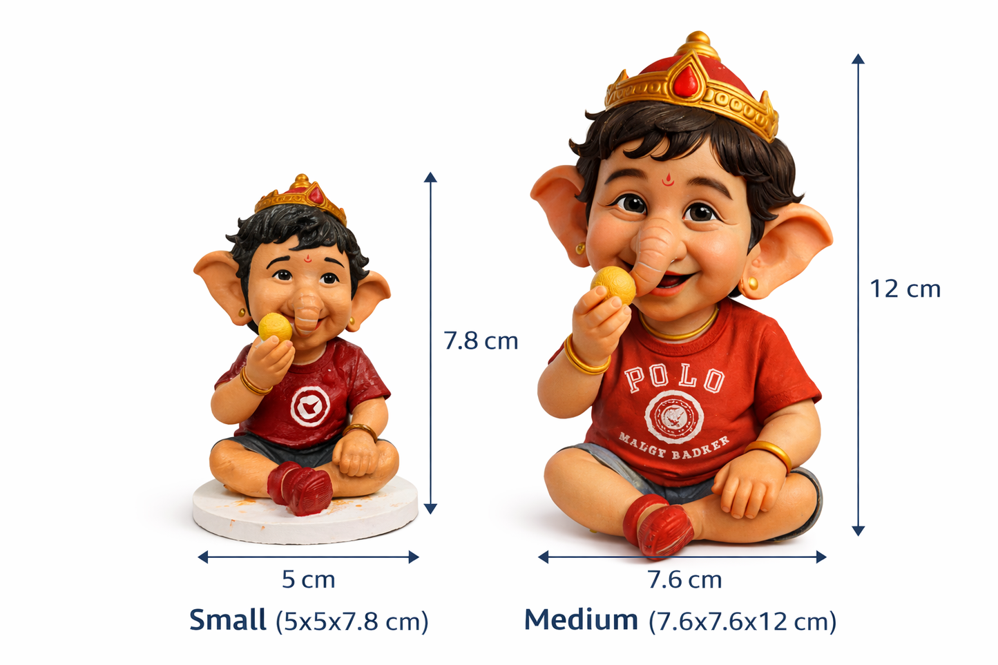 Cute Baby Ganesha Idol Eating Ladoos | Handcrafted Ganpati Murti for Home, Office & Gifting