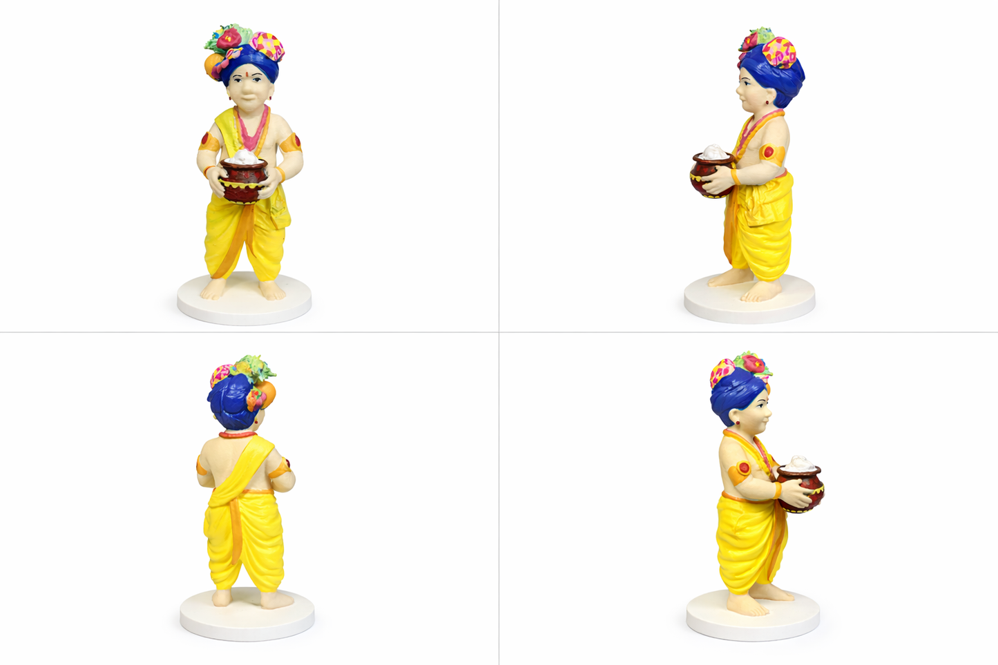 Bal Gopal Krishna Holding Maakhan Matki Idol – Hand-Painted Spiritual Home Décor