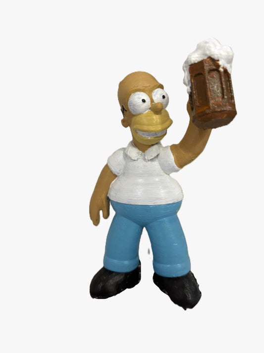 Homer Simpson Holding Beer Mug – Hand-Painted 3D Printed Collectible Figurine