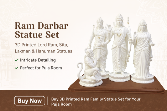 3D Printed Ram Darbar Statue Set | Lord Ram Sita Laxman Hanuman Idol for Puja & Home Decor