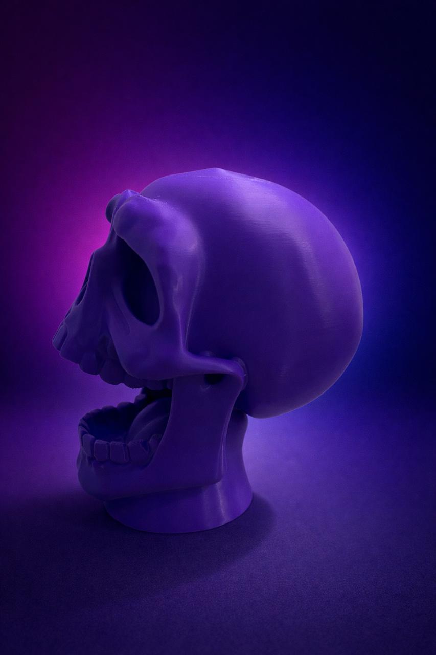 3D Printed Skull Headphone & Controller Holder – Gaming Desk Organizer Stand | Premium Matte Finish | Space Saving Gamer Setup Accessory (Purple)