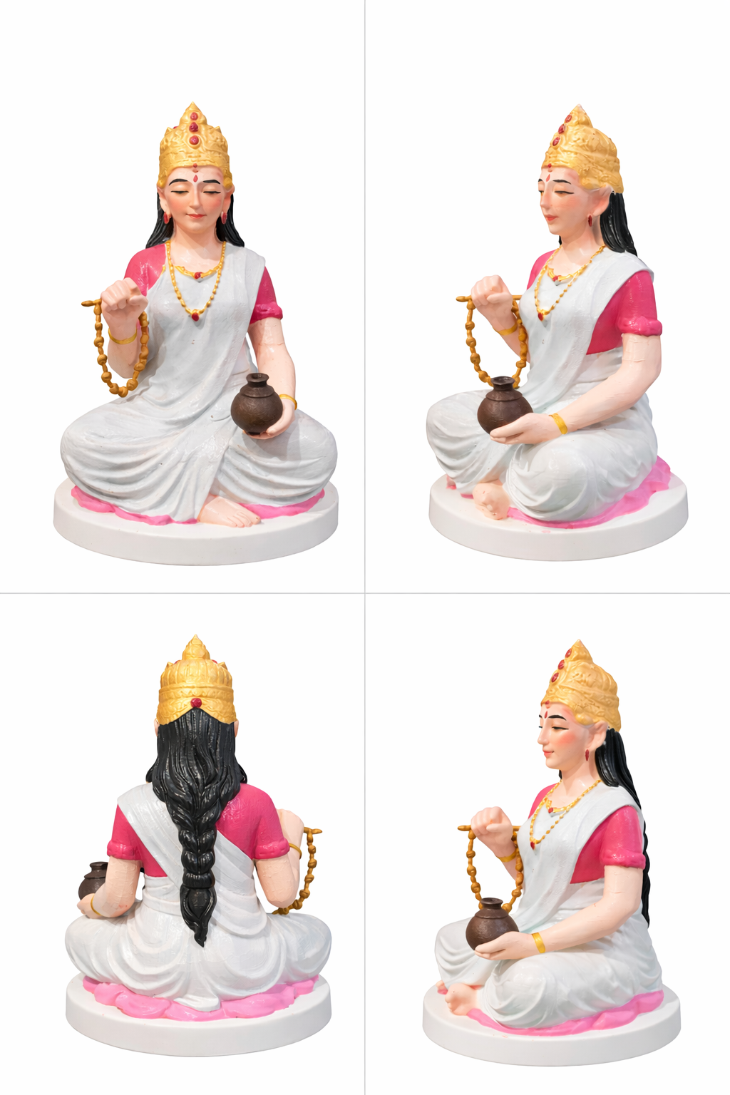 Brahmacharini Mata Idol – Goddess of Devotion & Tapasya | Hand-Painted Divine Murti for Home Mandir & Navratri