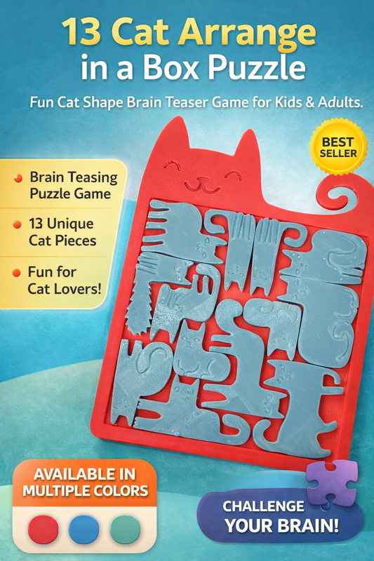 13 Cat Arrange in a Box Puzzle | Cat Shape Brain Teaser Game