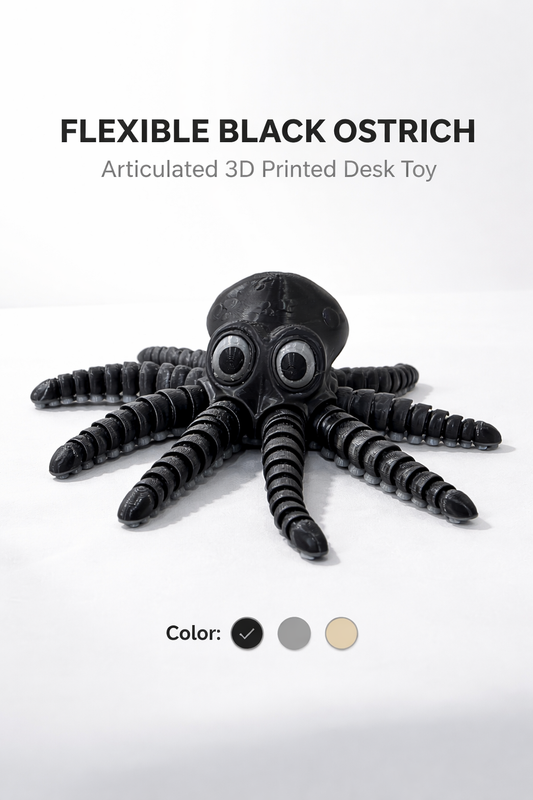 Flexible Black Octopus | Articulated 3D Printed Desk Toy & Décor