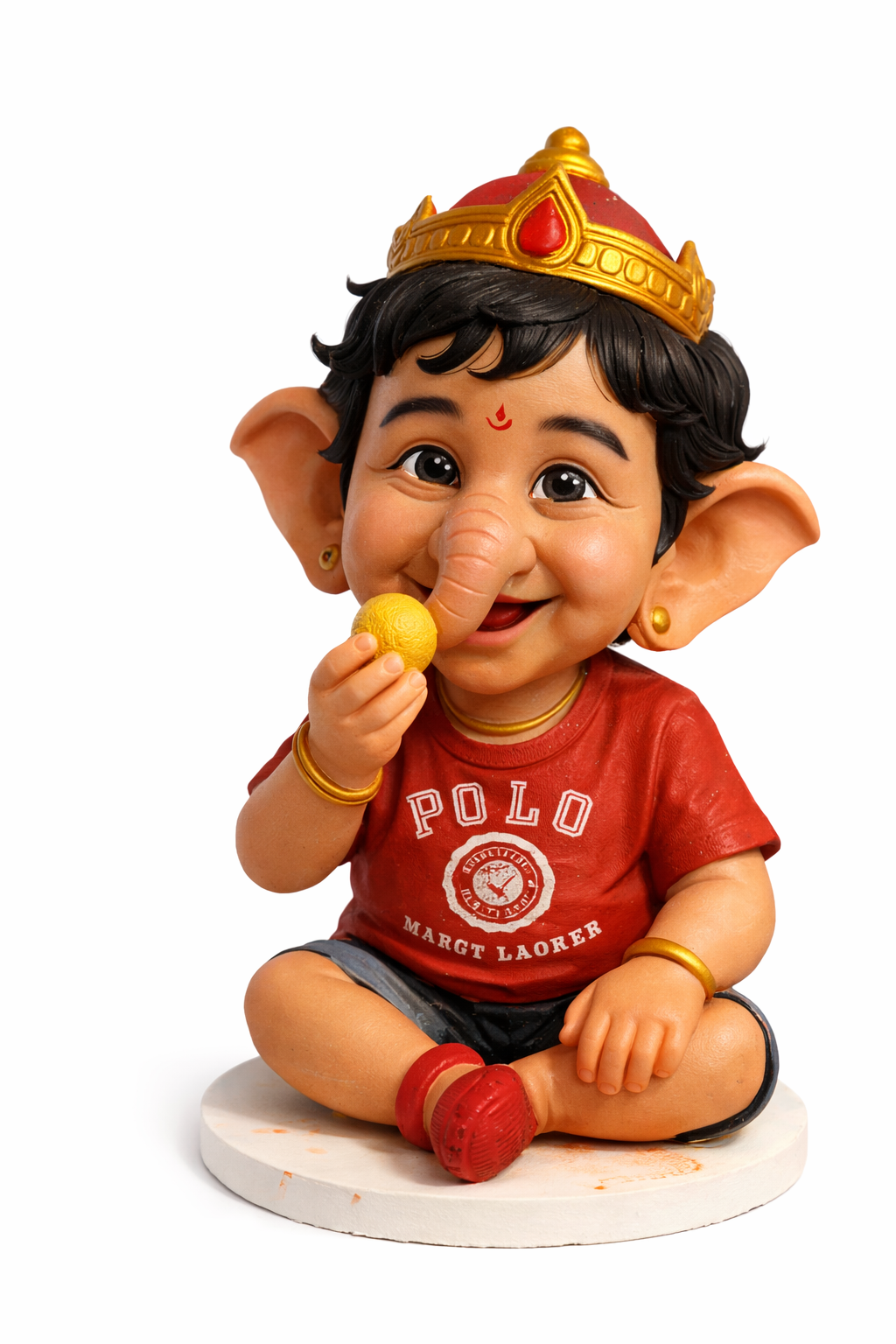 Cute Baby Ganesha Idol Eating Ladoos | Handcrafted Ganpati Murti for Home, Office & Gifting
