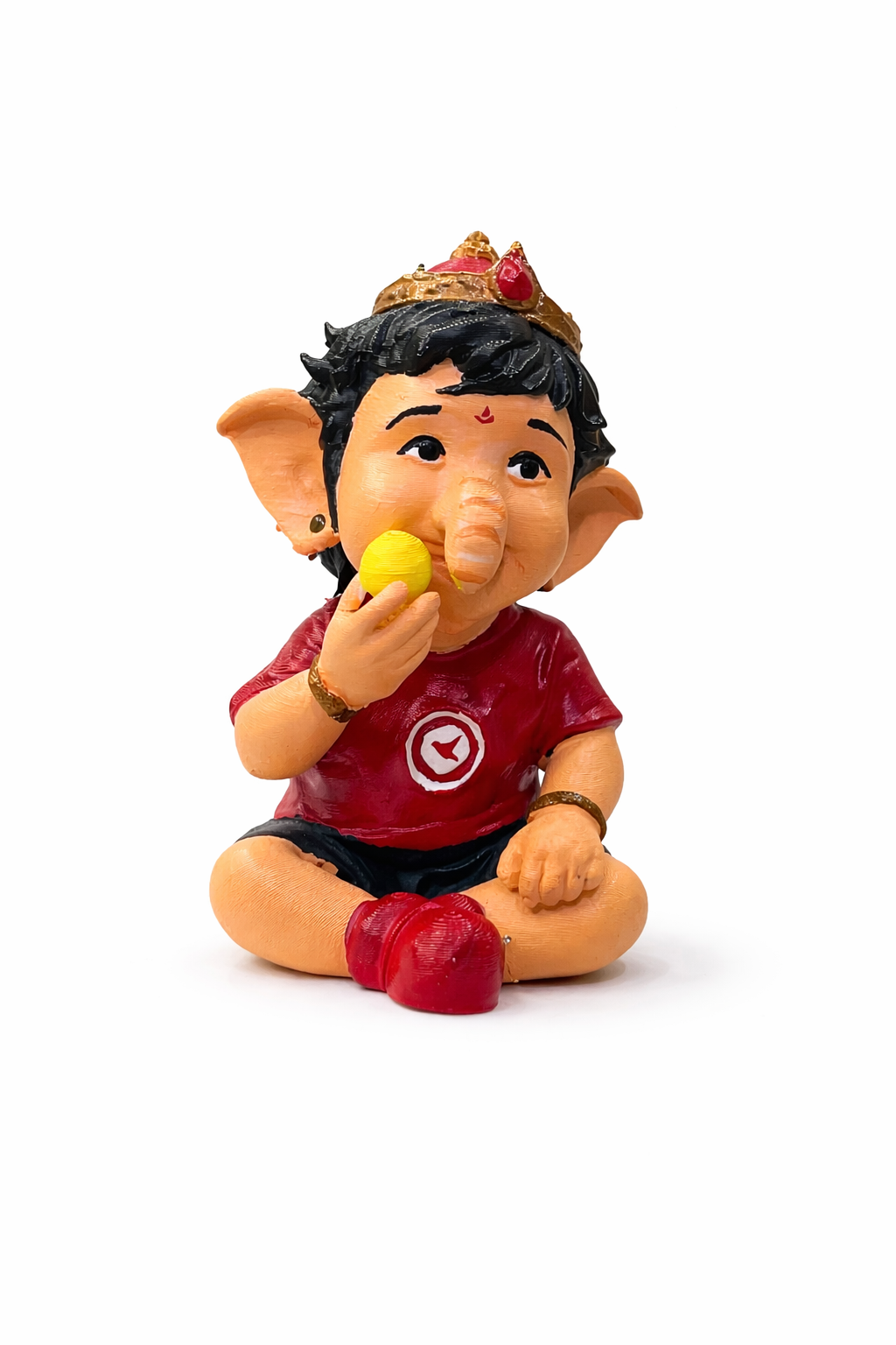 Cute Baby Ganesha Idol Eating Ladoos | Handcrafted Ganpati Murti for Home, Office & Gifting