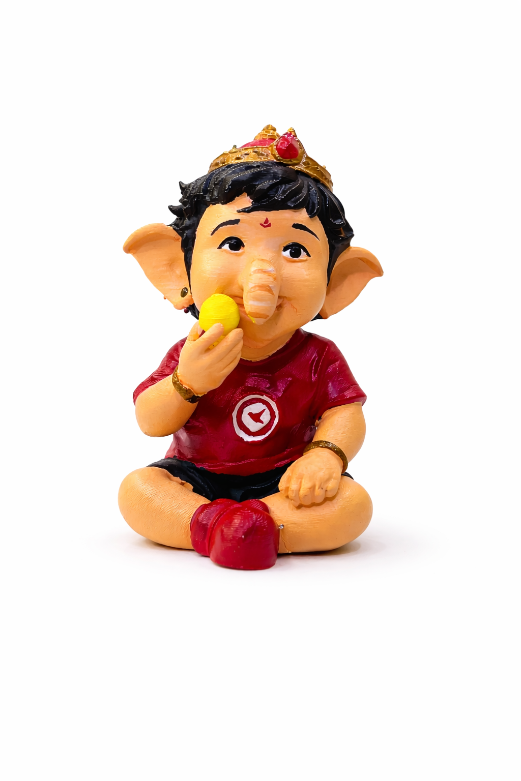 Cute Baby Ganesha Idol Eating Ladoos | Handcrafted Ganpati Murti for Home, Office & Gifting