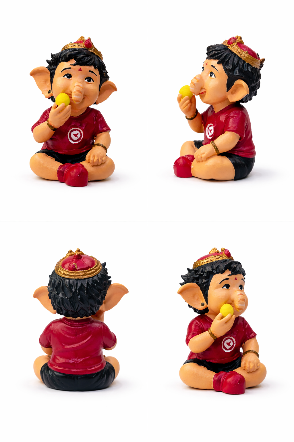 Cute Baby Ganesha Idol Eating Ladoos | Handcrafted Ganpati Murti for Home, Office & Gifting