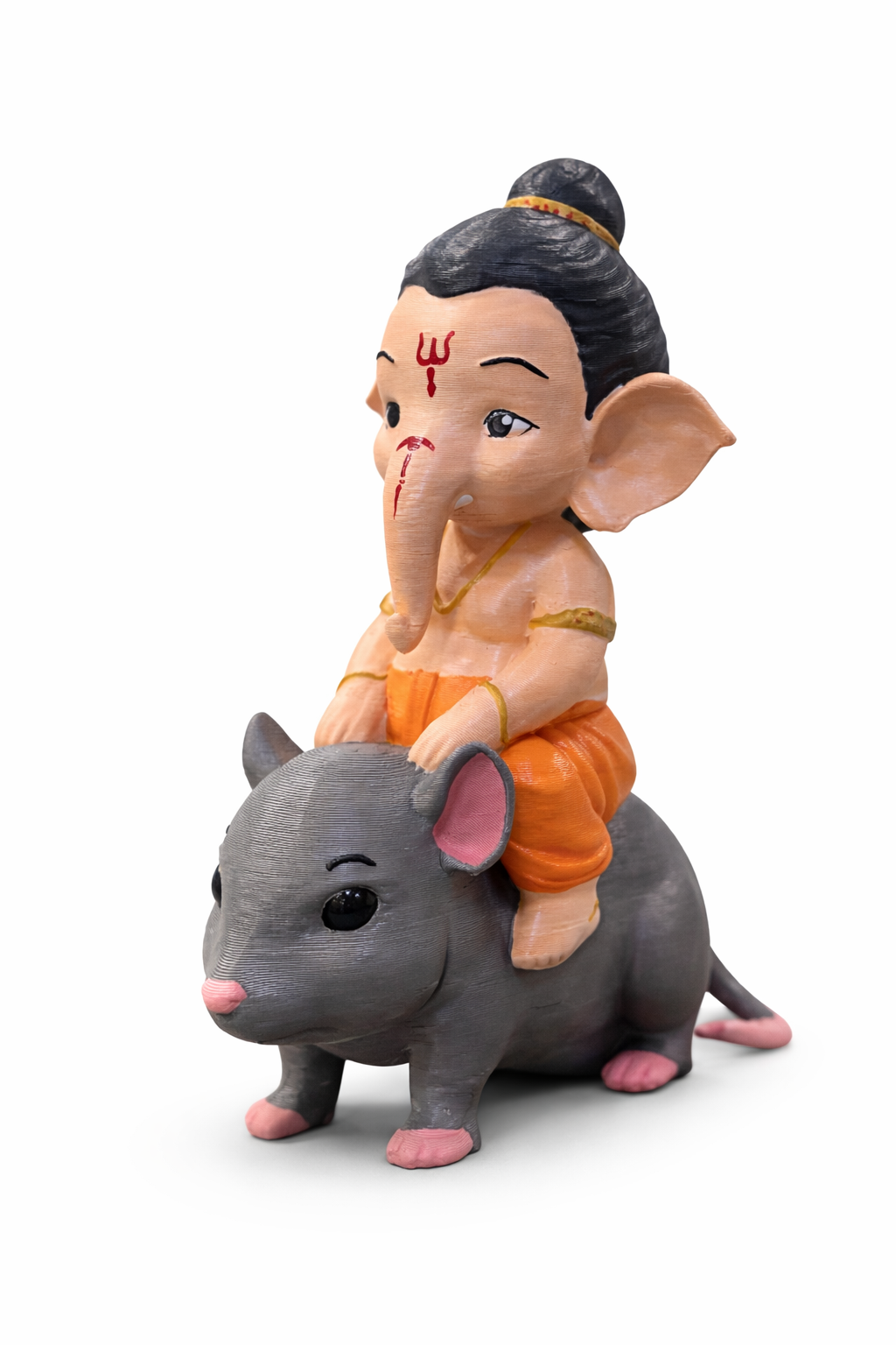 Cute Ganesha Idol on Rat (Mushak) – 3D Printed Ganpati Murti for Home, Office & Gifting