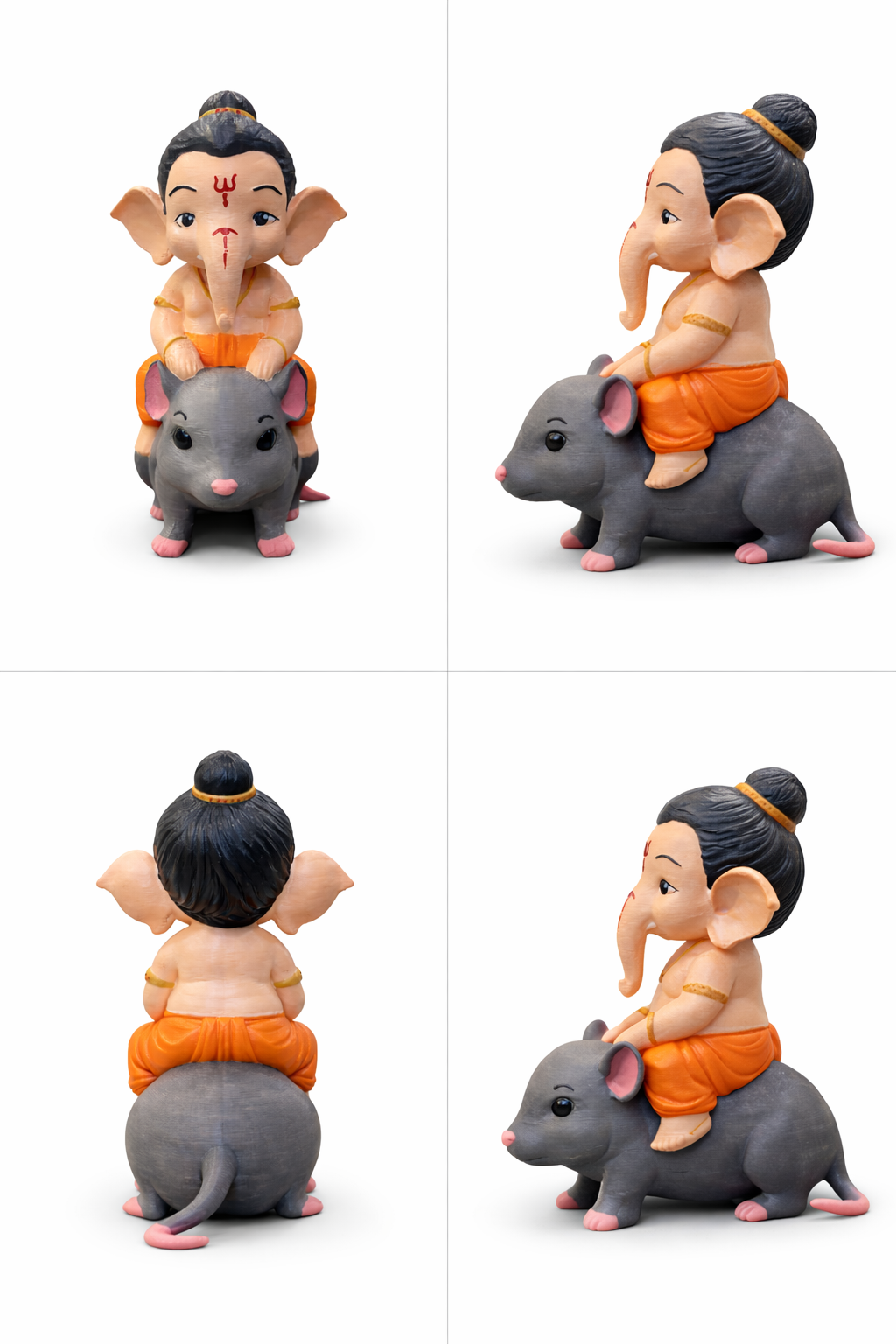 Cute Ganesha Idol on Rat (Mushak) – 3D Printed Ganpati Murti for Home, Office & Gifting