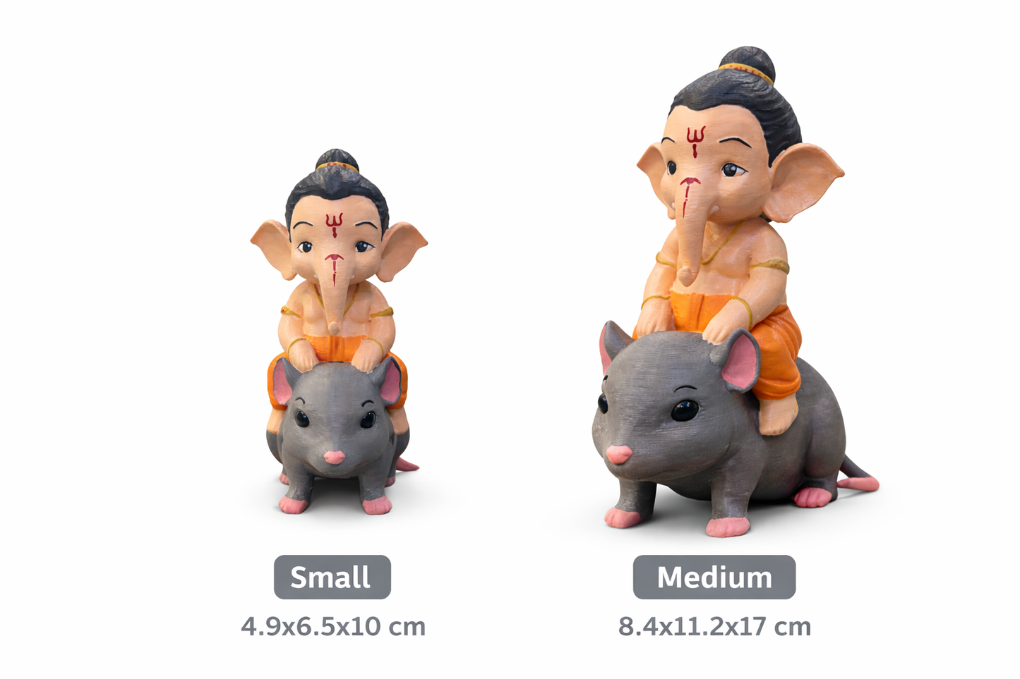 Cute Ganesha Idol on Rat (Mushak) – 3D Printed Ganpati Murti for Home, Office & Gifting