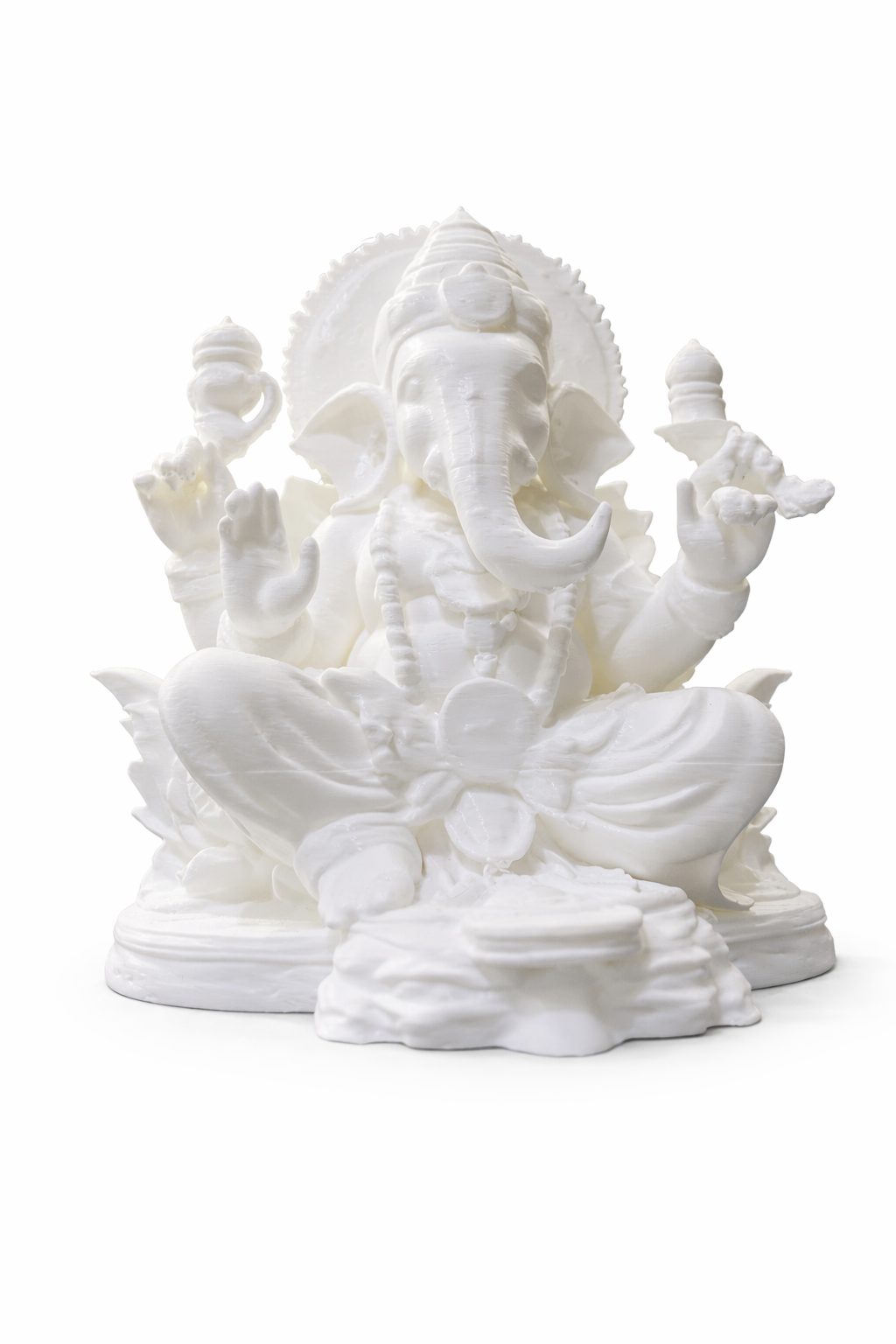 White Ganesha Idol – Minimalist 3D Printed Lord Ganpati Statue