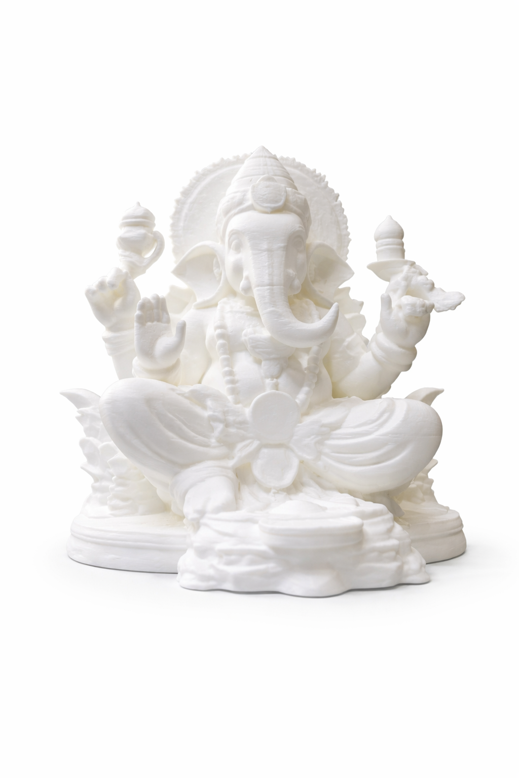 White Ganesha Idol – Minimalist 3D Printed Lord Ganpati Statue