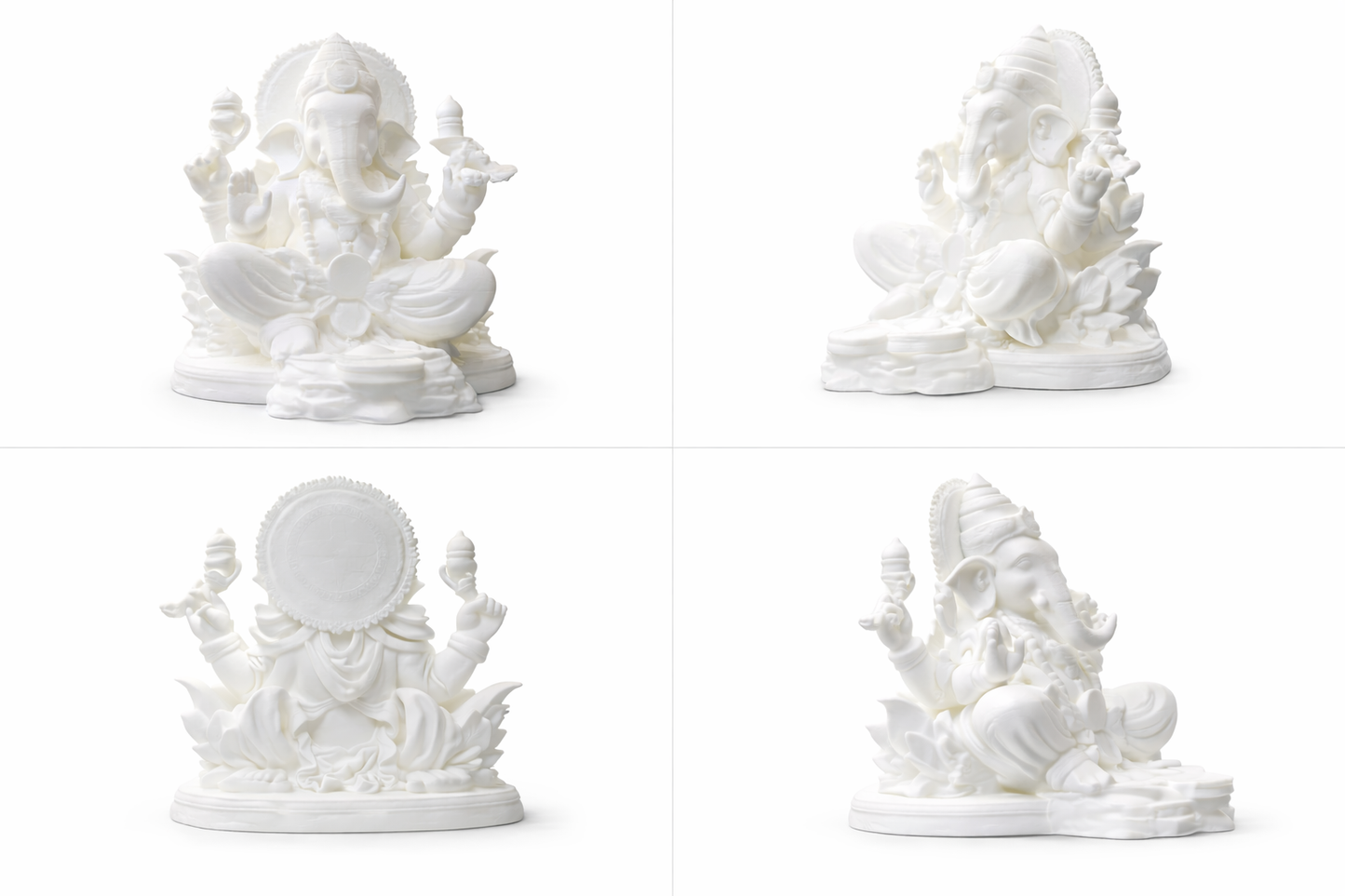White Ganesha Idol – Minimalist 3D Printed Lord Ganpati Statue