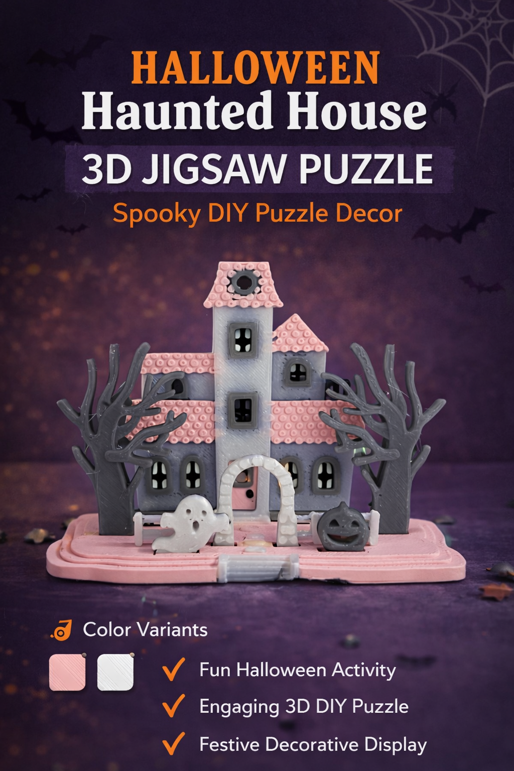 Halloween Haunted House 3D Jigsaw Puzzle – Spooky DIY Puzzle Décor