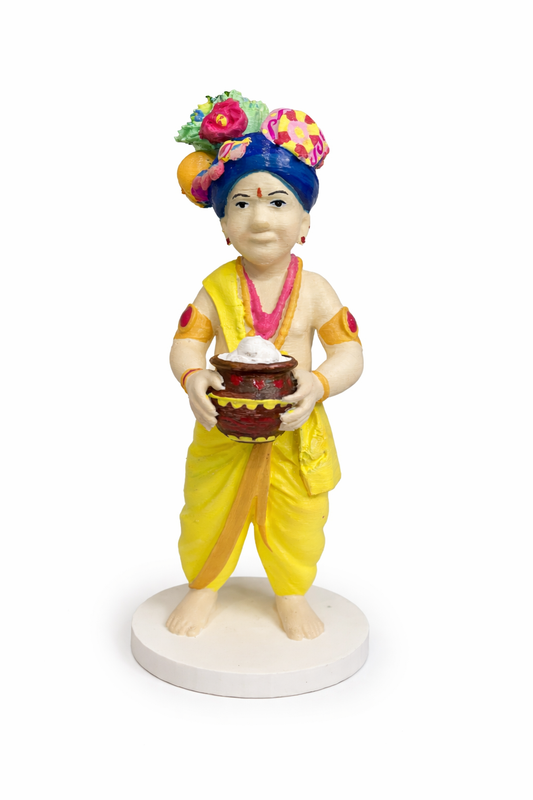Bal Gopal Krishna Holding Maakhan Matki Idol – Hand-Painted Spiritual Home Décor