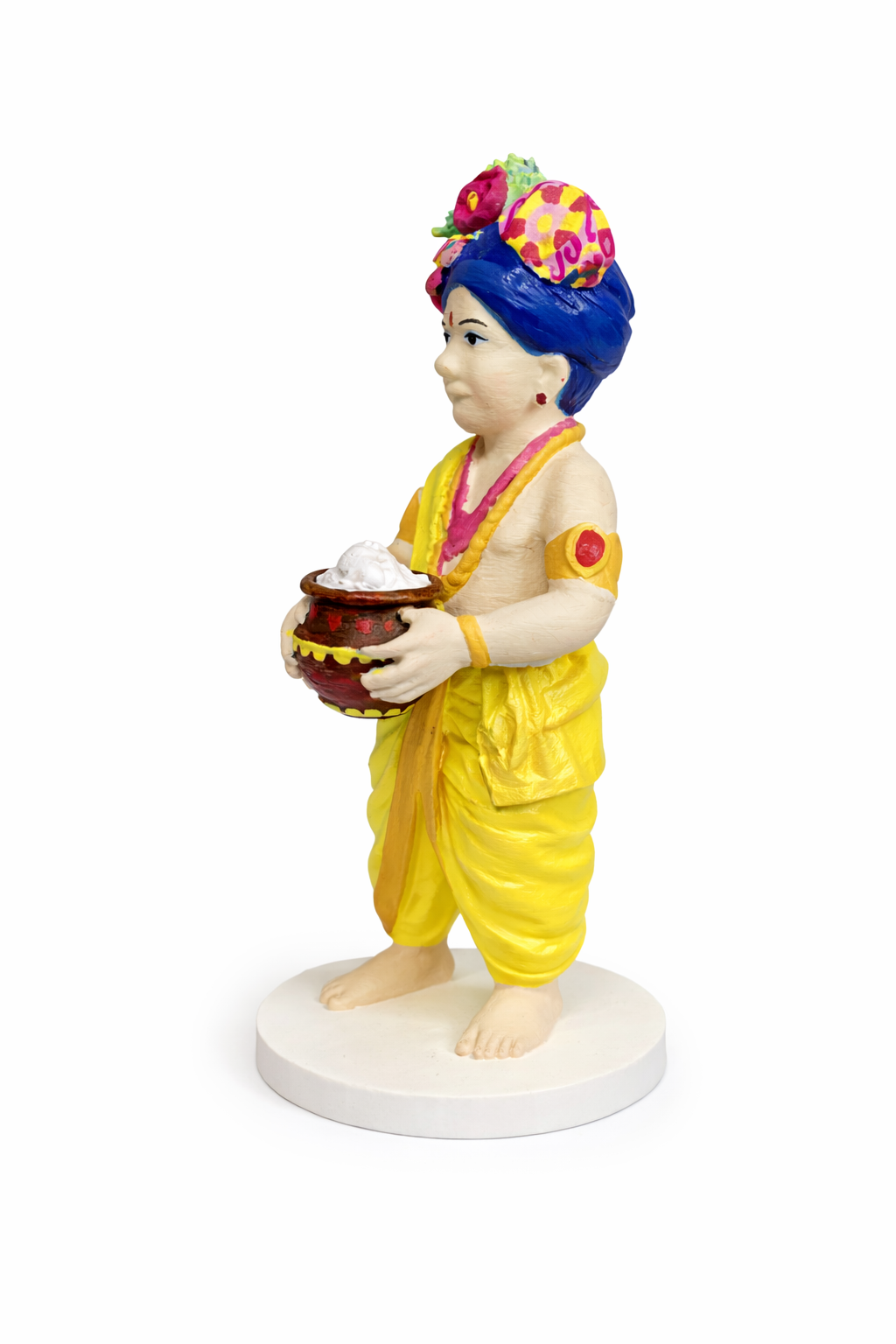 Bal Gopal Krishna Holding Maakhan Matki Idol – Hand-Painted Spiritual Home Décor
