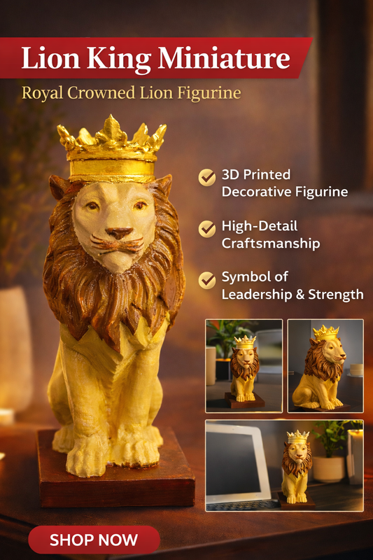 Lion King Miniature – Royal Crowned Lion Decorative Figurine