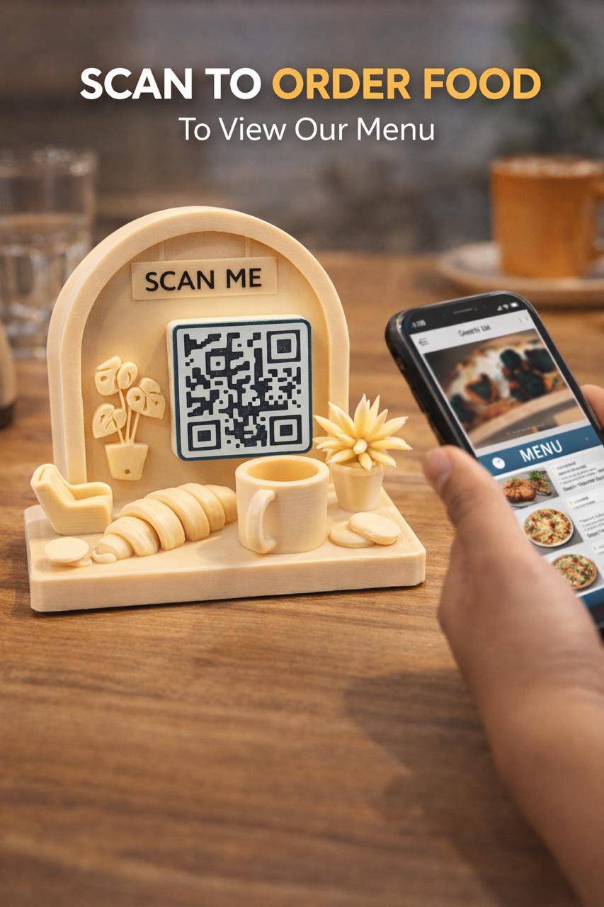 Personalized QR Code Desk Nameplate for IT Professionals | QR Code Scanner Stand