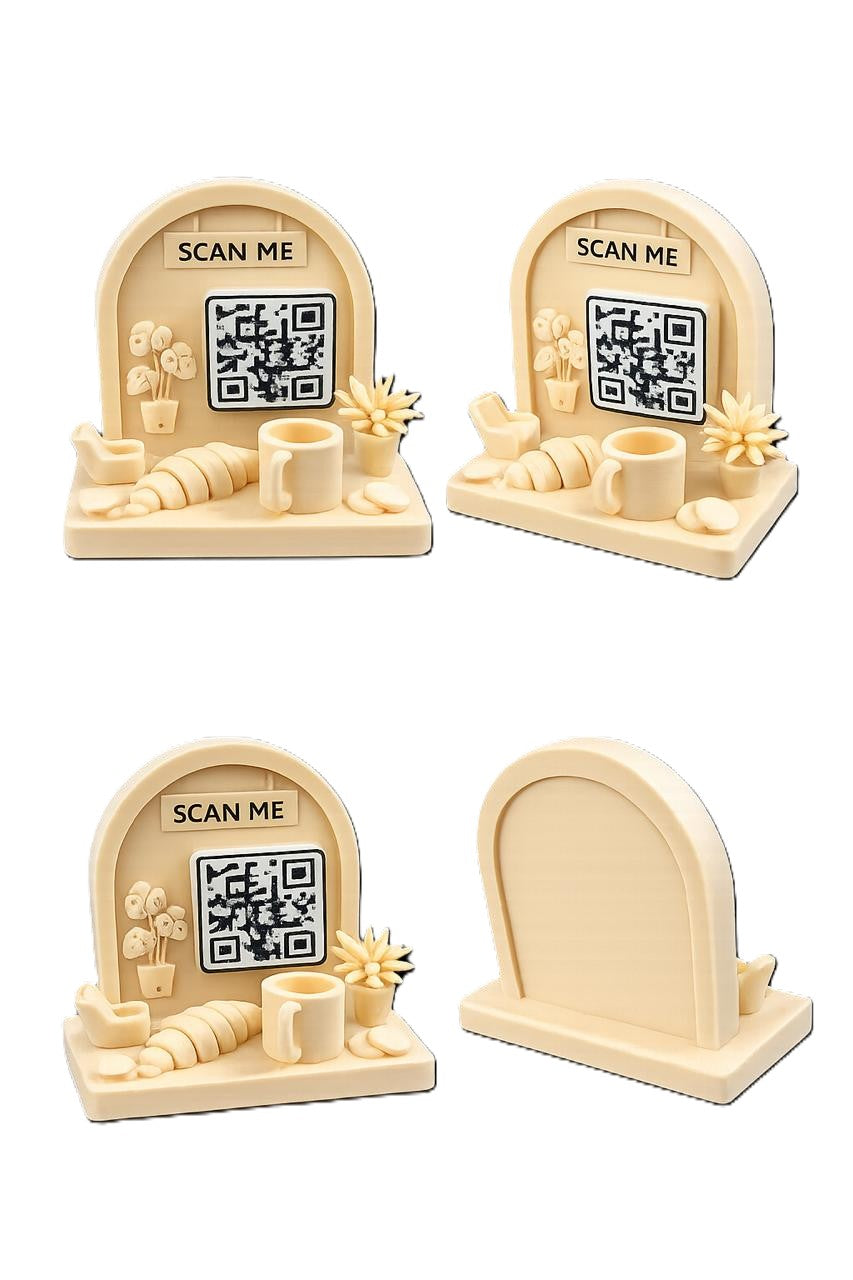 Personalized QR Code Desk Nameplate for IT Professionals | QR Code Scanner Stand