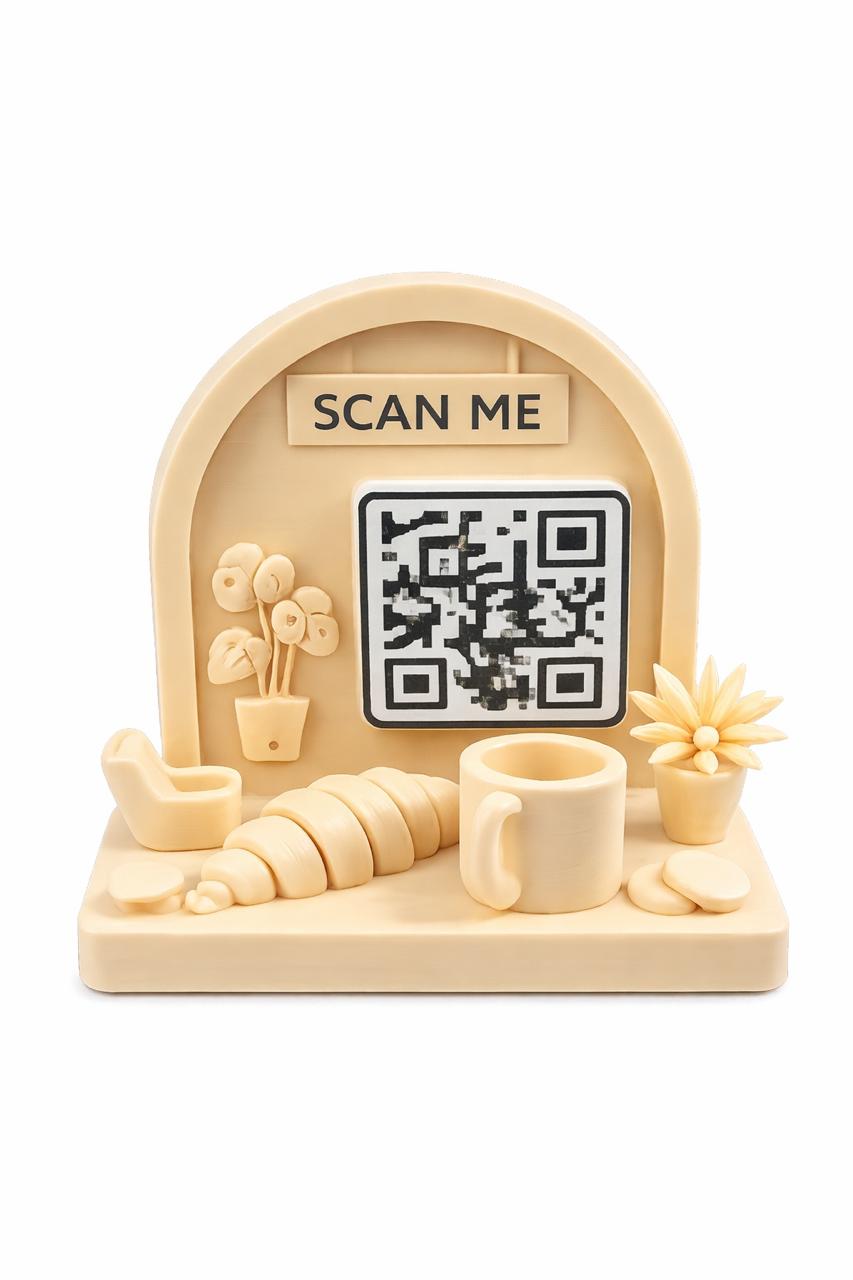 Personalized QR Code Desk Nameplate for IT Professionals | QR Code Scanner Stand