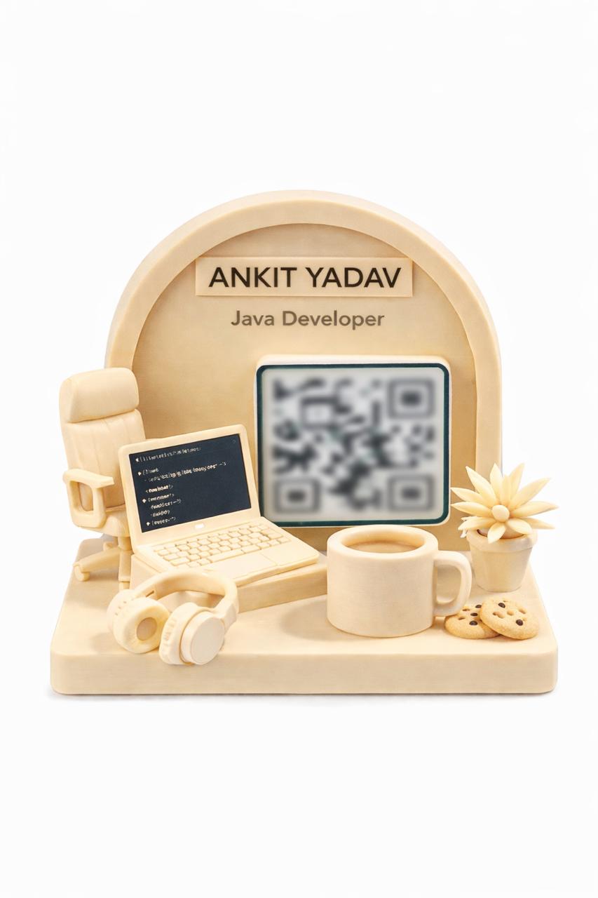 Personalized QR Code Desk Nameplate for IT Professionals | QR Code Scanner Stand