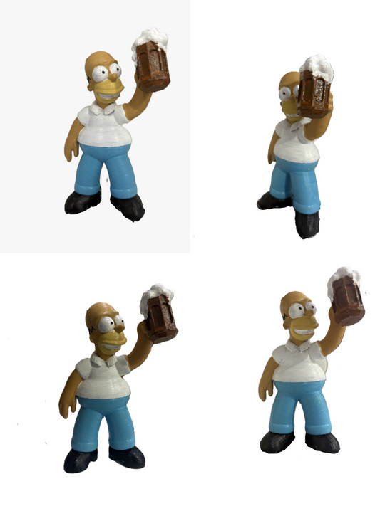 Homer Simpson Holding Beer Mug – Hand-Painted 3D Printed Collectible Figurine