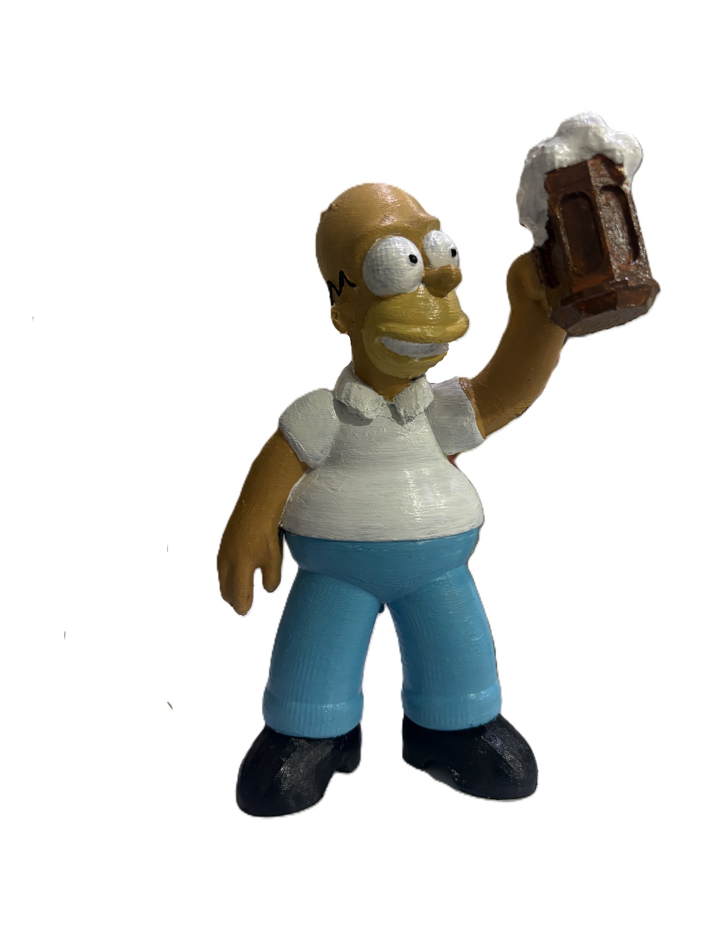 Homer Simpson Holding Beer Mug – Hand-Painted 3D Printed Collectible Figurine