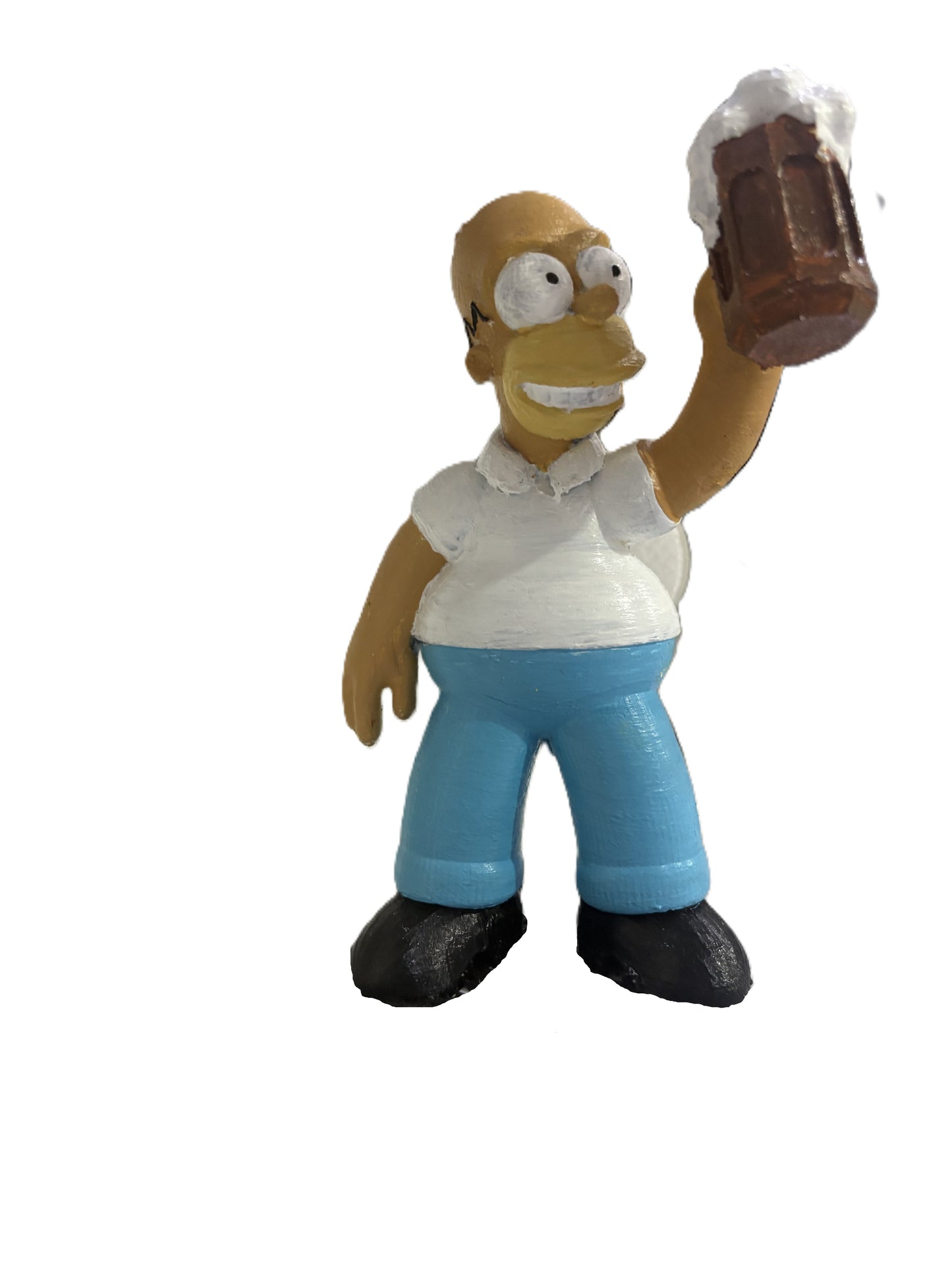 Homer Simpson Holding Beer Mug – Hand-Painted 3D Printed Collectible Figurine