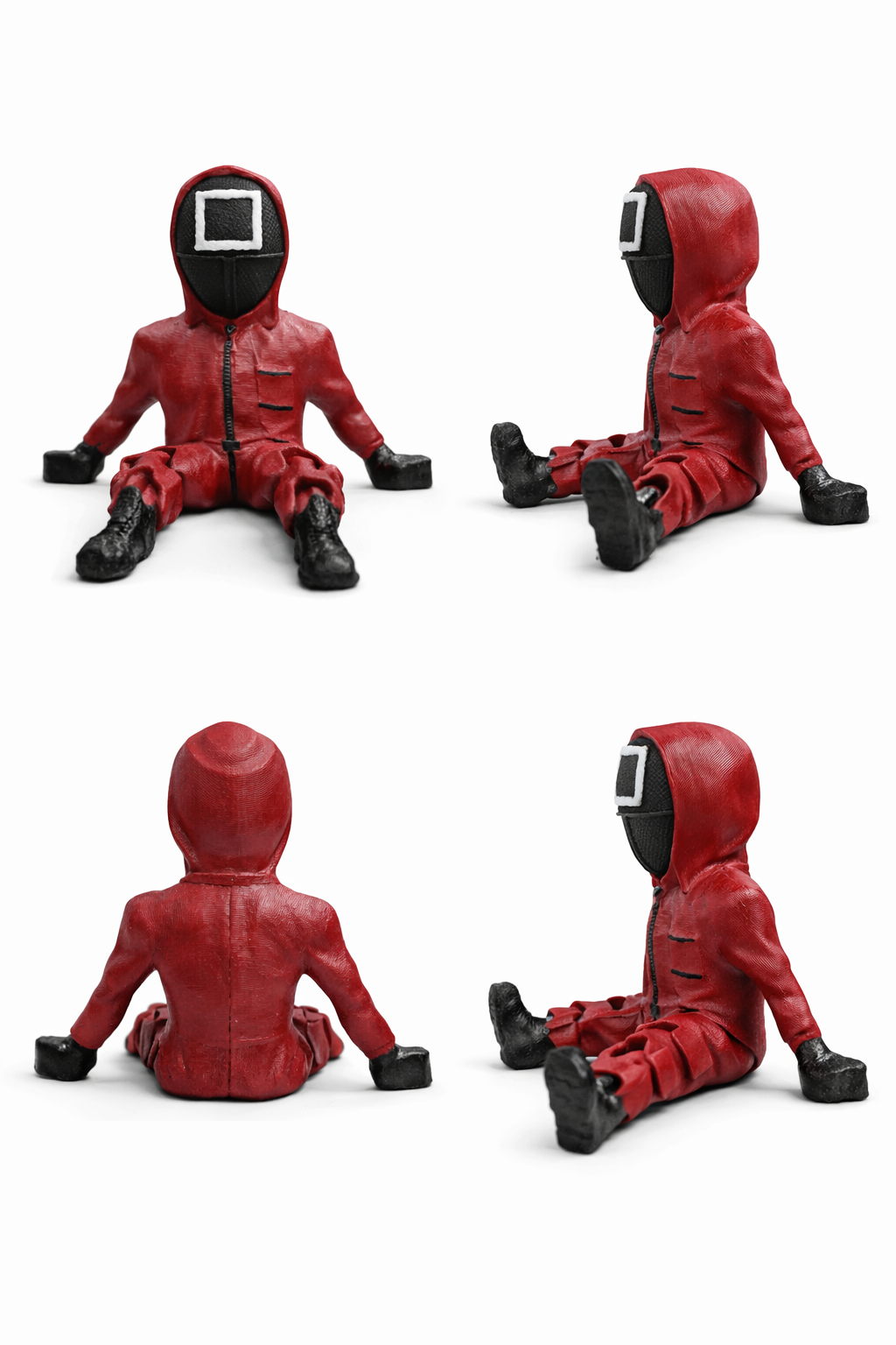 Squid Characters Army in Red – Square, Triangle & Circle Mask Figurine Set