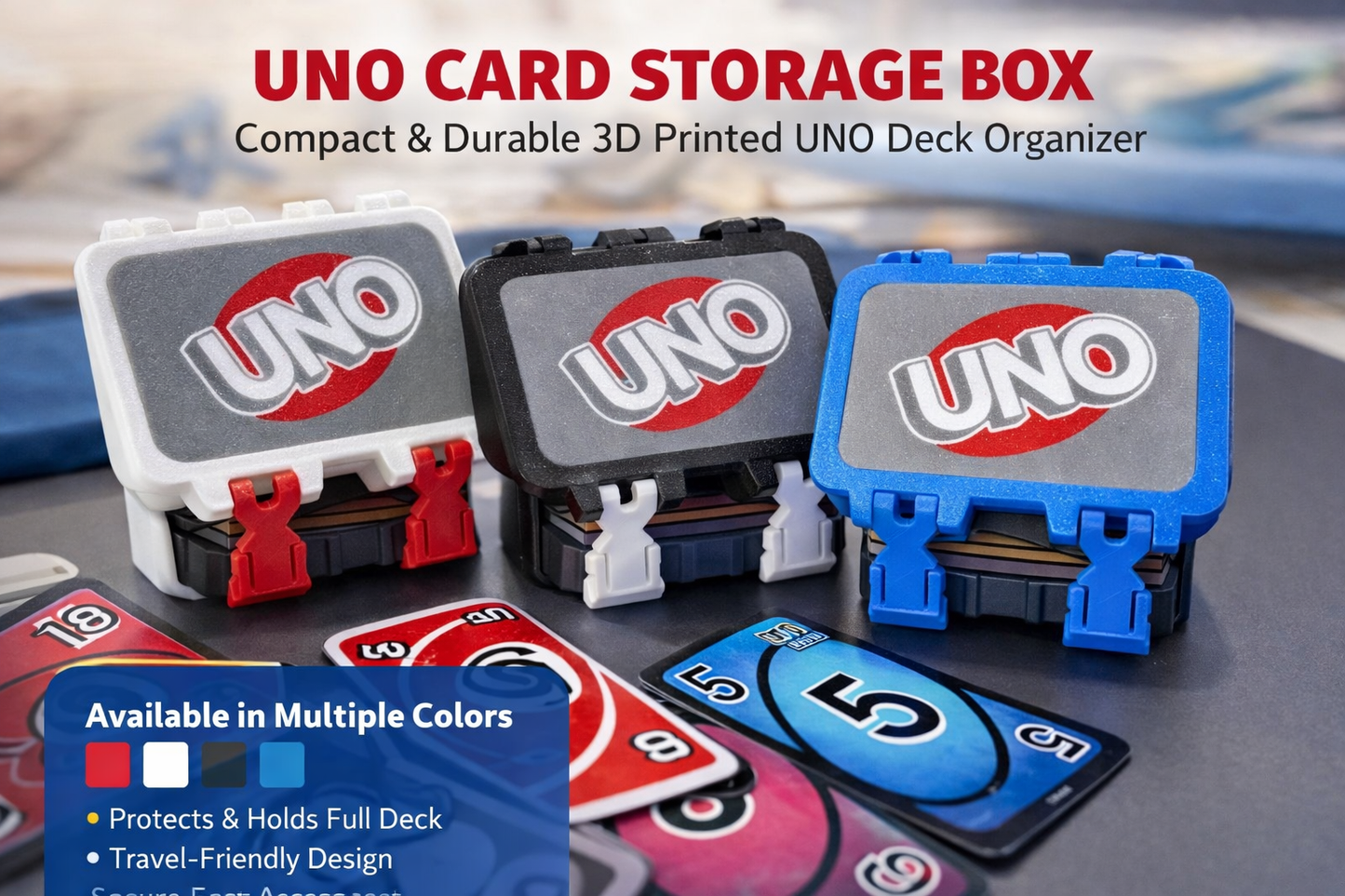 UNO Card Storage Box – Compact 3D Printed UNO Deck Organizer